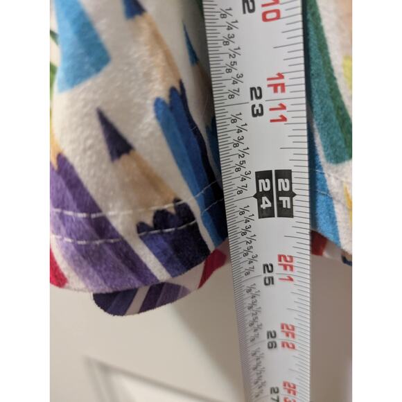 Polyester Rainbow Pencil Print Cap Sleeves Twirl Dress Girls L School - Picture 6 of 6